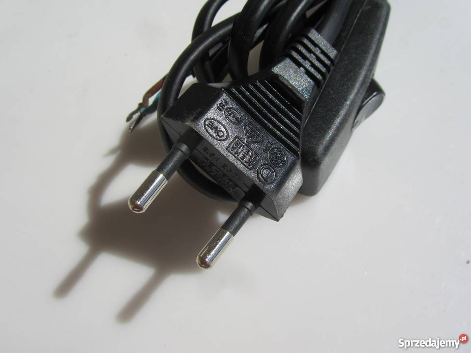 Kabel przewód czarny dwużyłowy z włącznikiem do Olecko