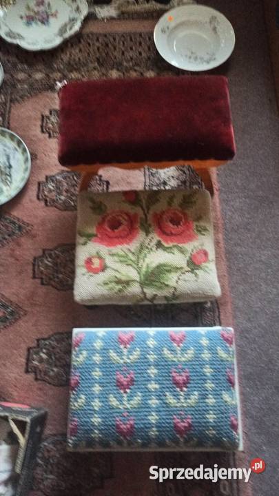 Podnóżek Na nóżkach Drewno białe niebieski Gdańsk