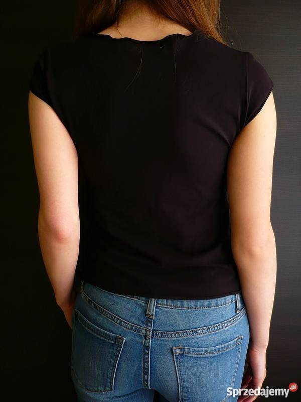 czarna koszulka s 36 tshirt Mango cekiny napis kujawsko-pomorskie Inowrocław sprzedam