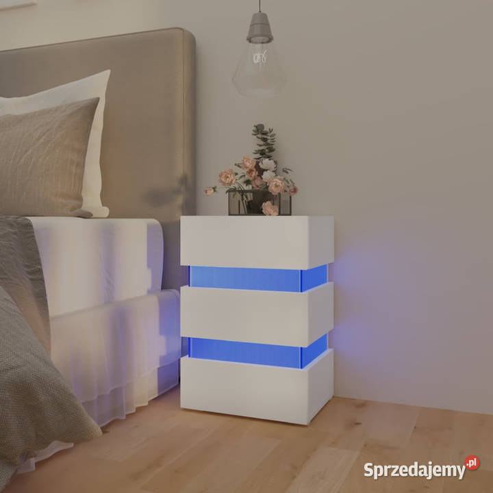 Szafka nocna z LED biała 45x35x67 materiał Warszawa sprzedam