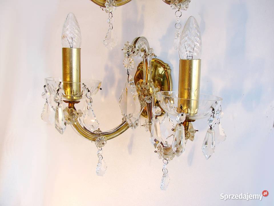 2 kinkiety mosiądz kryształki Szczecinek