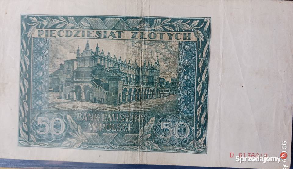 50 Złotych Kraków 1941 r ser D Numizmatyka wielkopolskie Konin