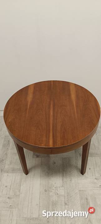 stół okrągly PRL vintage fornir orzech do salonu Radomsko sprzedam