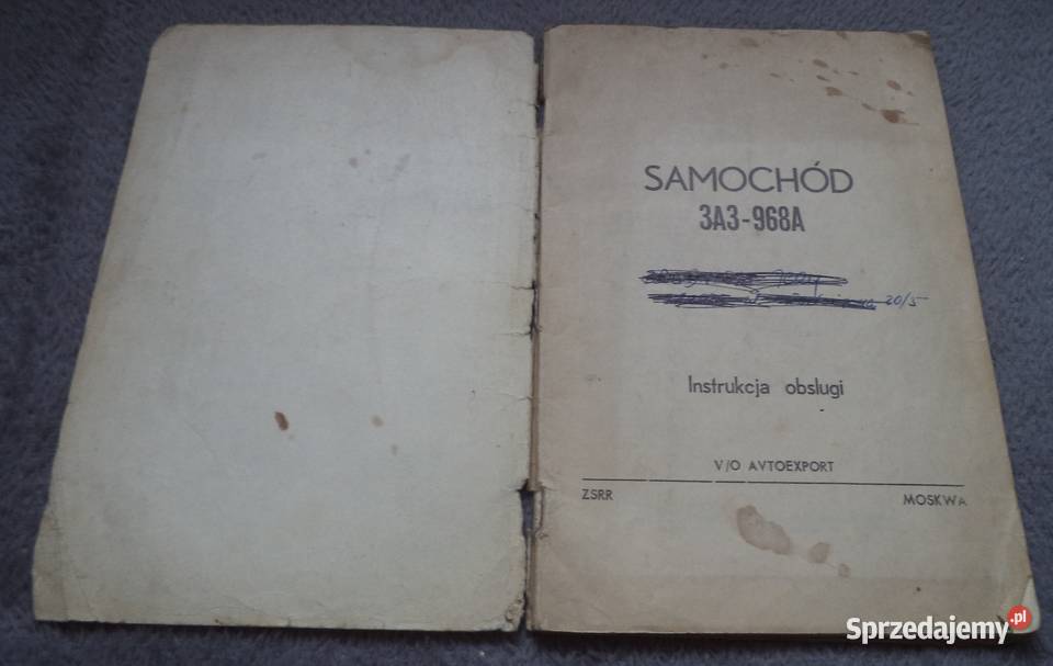 ZAZ968 A Zaporożec instrukcja obsługi 968 Antykwariat Piekary Śląskie sprzedam