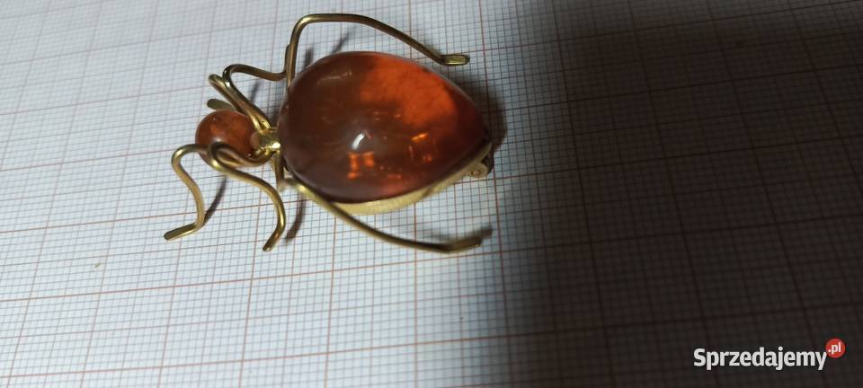 Broszka Bursztyn Pająk vintage podlaskie Białystok sprzedam
