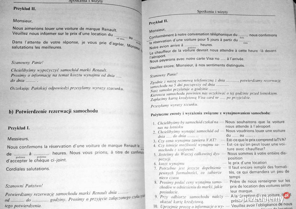 Le francais commercial Wzory francuskich listów miękka lubelskie Chełm sprzedam