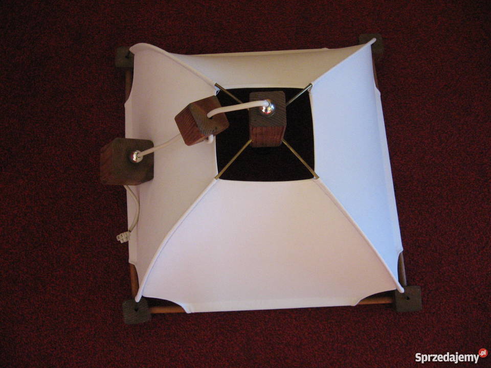 Lampa wisząca drewnianomateriałowa kwadrat gwint wielkopolskie Leszno