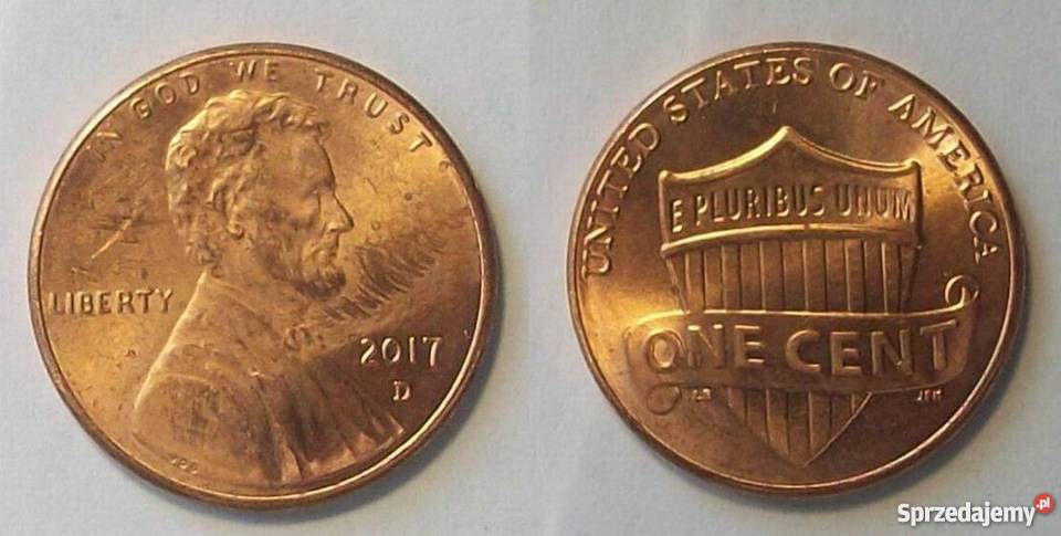USA 1 cent 2017 znak menniczy D Numizmatyka Leźnica Wielka