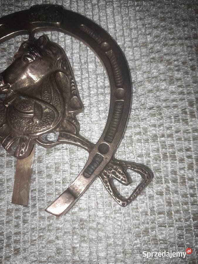 Mosiężna podkowa z koniem Wrocław