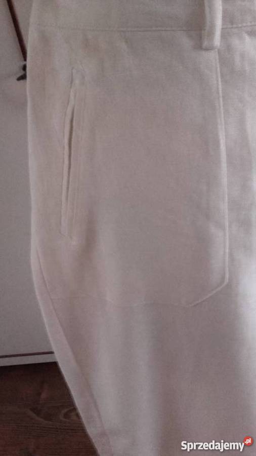 ANGIELSKIE MARKOWE LNIANE SPODNIE KOLOR IVORY r Długie Piła
