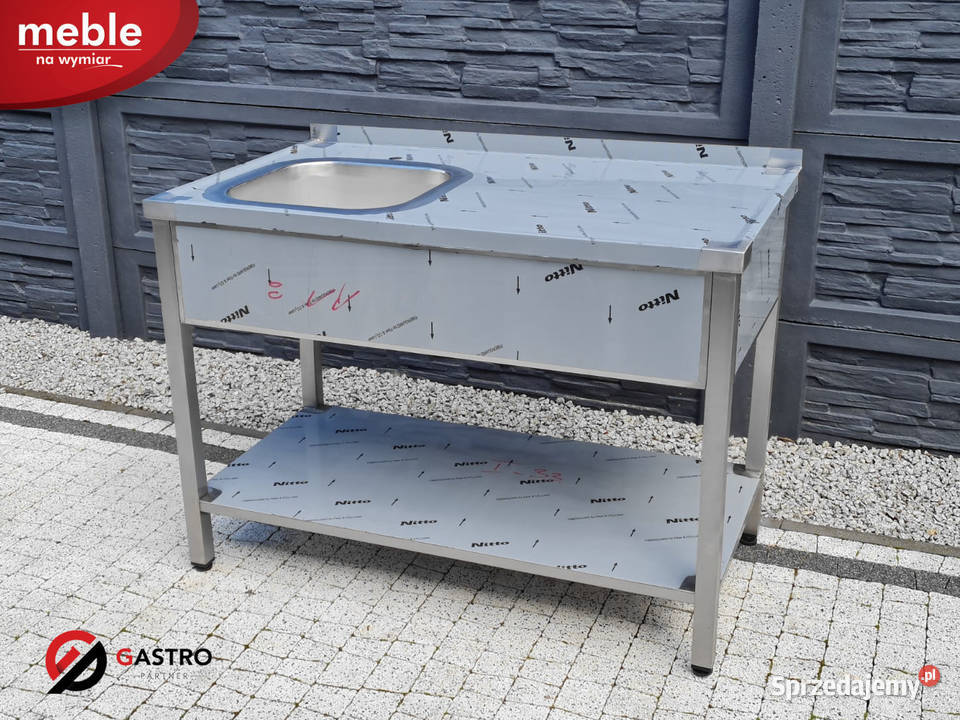 Zlew gastronomiczny z półką 1 komorowy 130x60x85 Ostrów Wielkopolski
