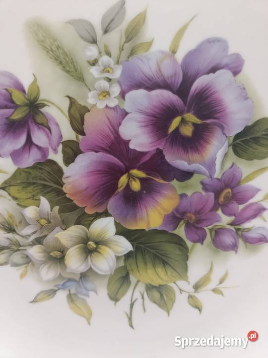 Talerz kolekcjonerski wiosenne kwiatki bratki Zamość