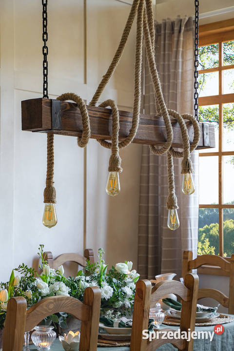 drewniana lampa wisząca z belki MEBLOWOSK Maków Podhalański
