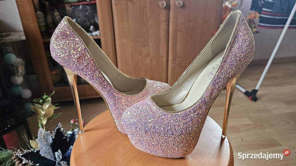 Szpilki 38 platformy wysokie nowe żółty/złoty Szczecin