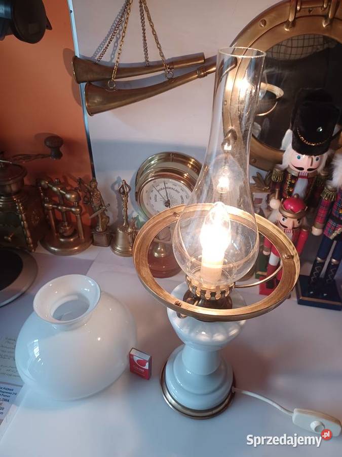 Lampa stołowa Mosiądz szkło Poznań