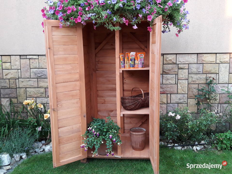 Szafa ogrodowa drewniana boazeria drzwi Kalety