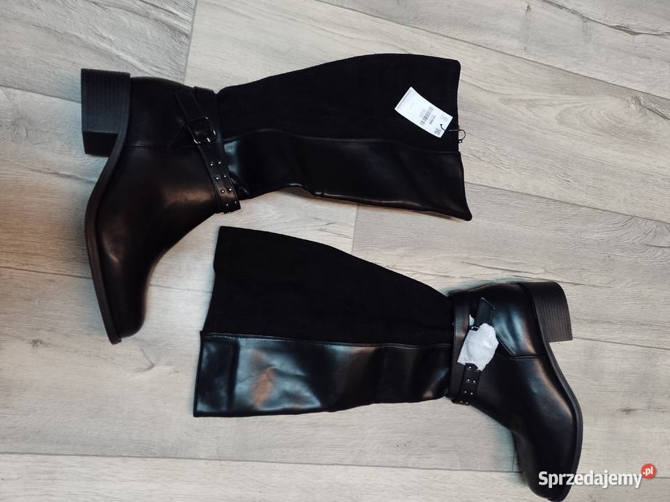 42 Czarne zdobione Kozaki oficerki biznesowe z sprzedam