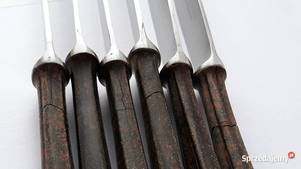 Noże obiadowe BAKELIT Gerlach sztućce PRL Sztućce Dąbrowa Górnicza