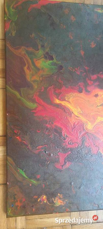 Obraz Płonące Serce ręcznie malowany pouring wielokolorowy Ciechanów