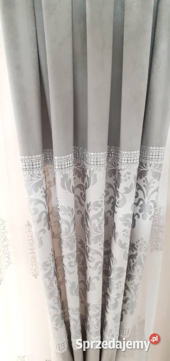Zasłony velvet szary ornament Mława sprzedam