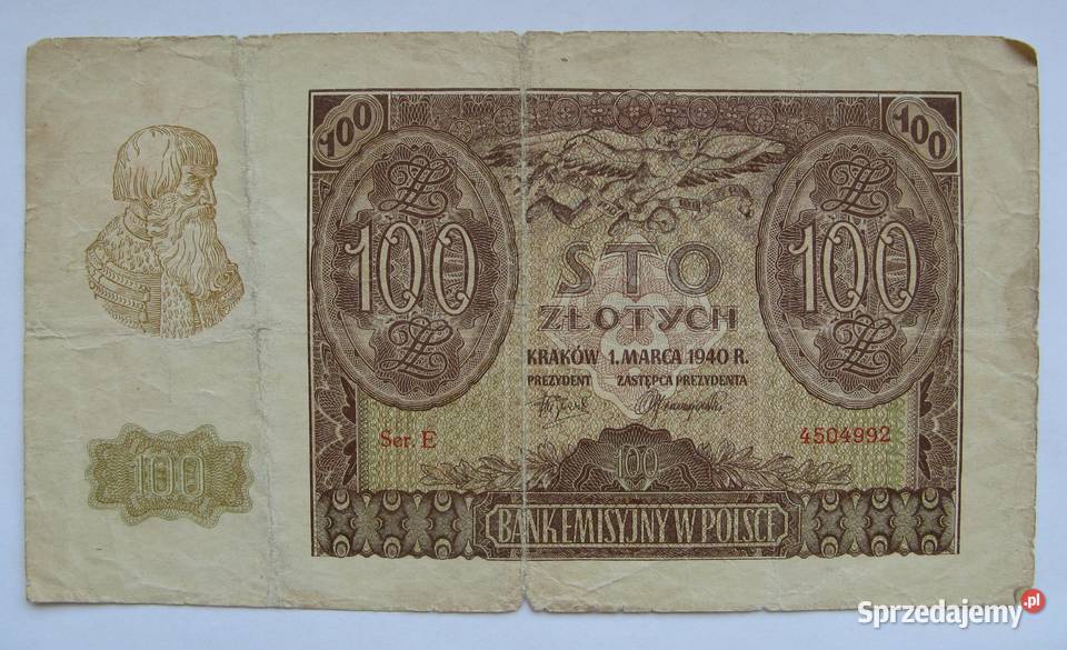 100 złotych 1940 zestaw 3