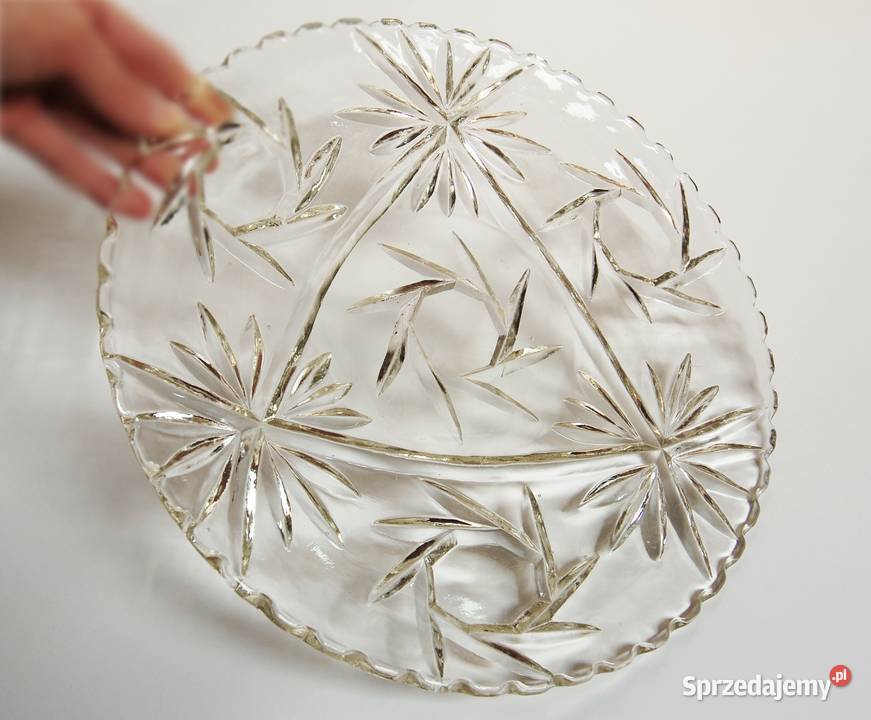 Patera na ciasto vintage szkło szlif 30 Lublin