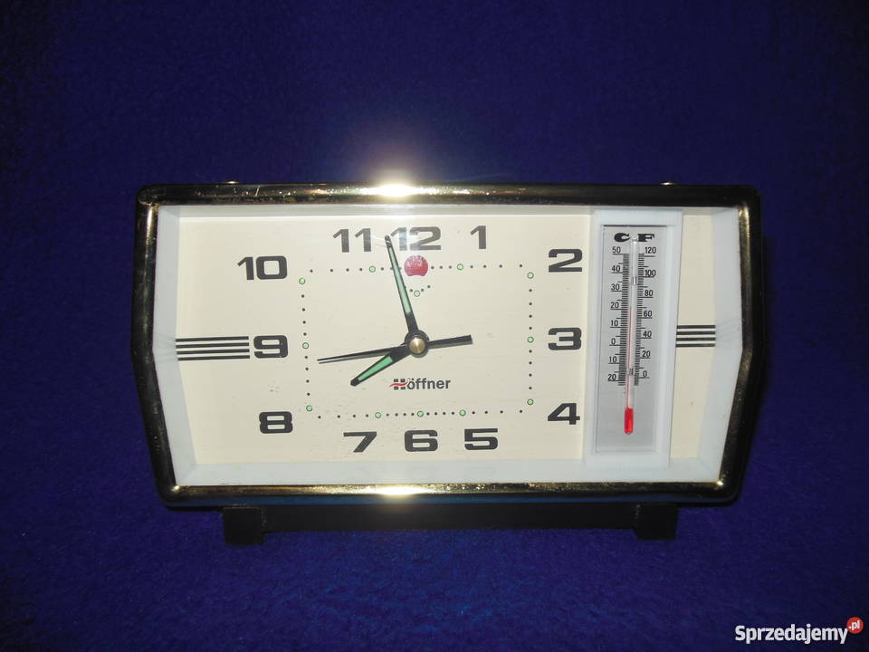 Budzik mechaniczny z termometrem Hoffner z PRLu Kielce