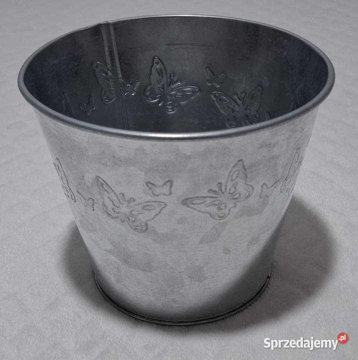 Metalowe wiaderko osłona doniczki motyle 11 Czeladź