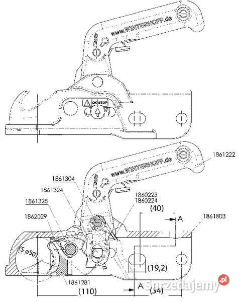 Zaczep kulowy przyczepki 3000 5051 mm 1861337 Kamionna
