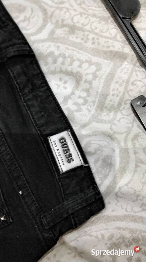 Czarne Spodnie Jeans Damskie GUESS XS Dziury Spodnie Nowa Sól