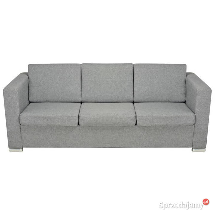 Sofa 3osobowa tapicerowana tkaniną jasnoszara Sofy i kanapy Warszawa