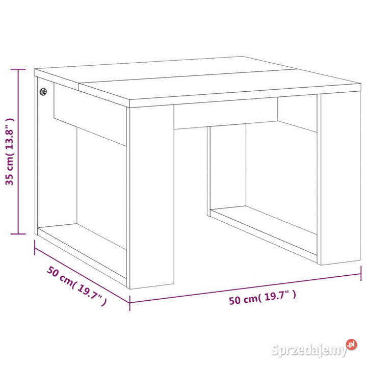 Stolik boczny brązowy dąb 50x50x35 materiał