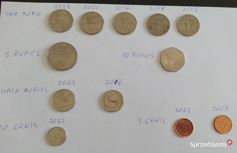 Mauritius Monety Rupia Cent wsystkie wybrane