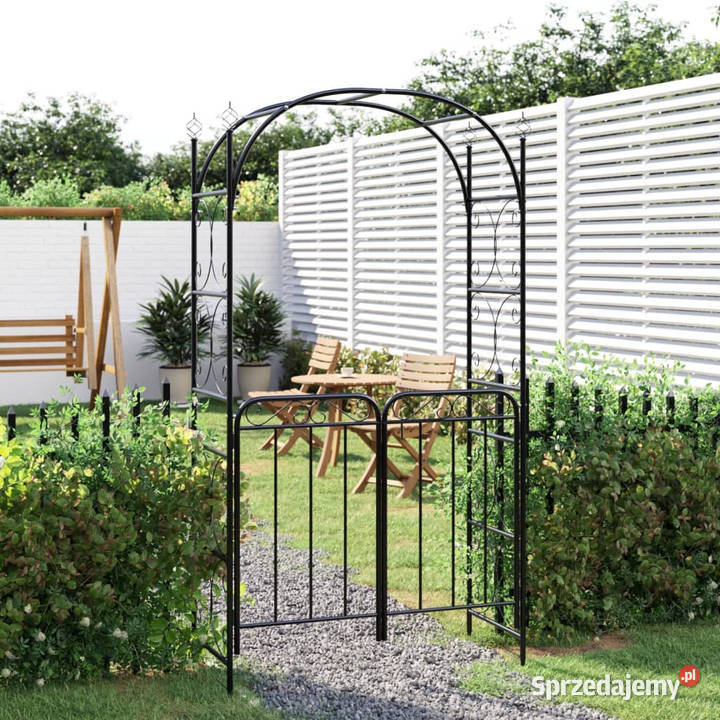 Łuk ogrodowy z furtką czarny 108x45x235 stal Warszawa