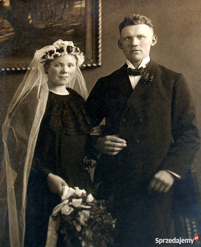 Dwie stare fotografie ślubne 166 na 108 Kolekcje Tarnów