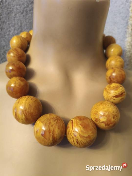 Naszyjnik Bursztyn Vintage Rękodzieło podlaskie