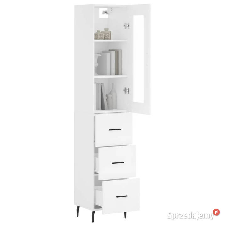 Wysoka szafka biała 345x34x180 materiał sprzedam
