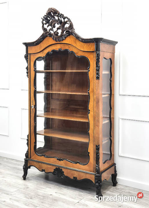 WITRYNA orzechowa na nóżkach ZDOBIONA Serwantka 220cm Kalisz
