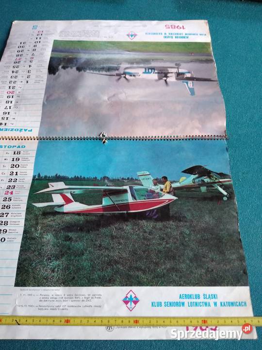 Stary kalendarz lotniczy 1985 Aeroklub śląski