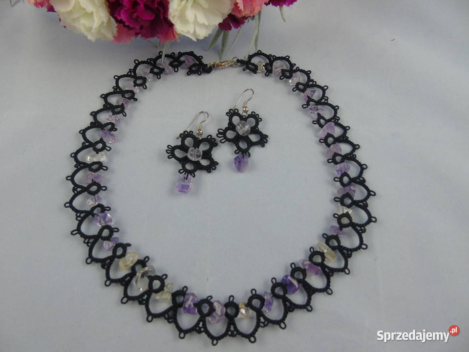 Biżuteria frywolitkowa Wiśniowa