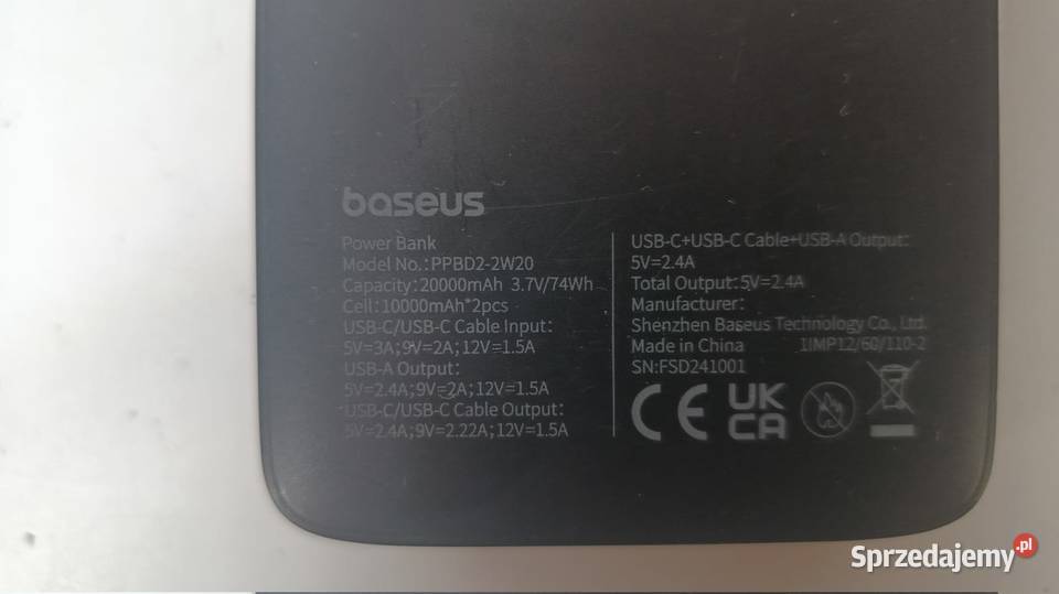 Powerbank Baseus Bipow 2 20000mAh 20W Katowice