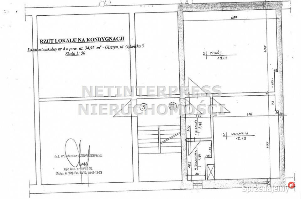 Do sprzedaży mieszkanie 3492 metry 2 pokojowe Olsztyn