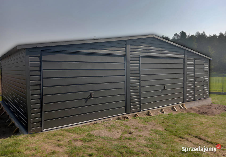 Garaż Blaszany 75x5m Dwustanowiskowy Antracyt