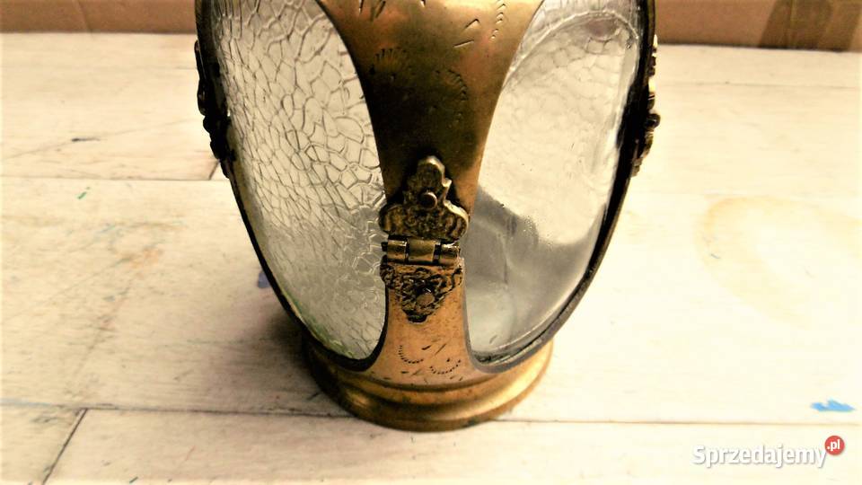 karafka szklana mosieżna vintage art deko odcienie żółtego
