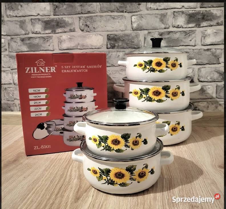89 Garnki emaliowane słoneczniki śląskie Zabrze
