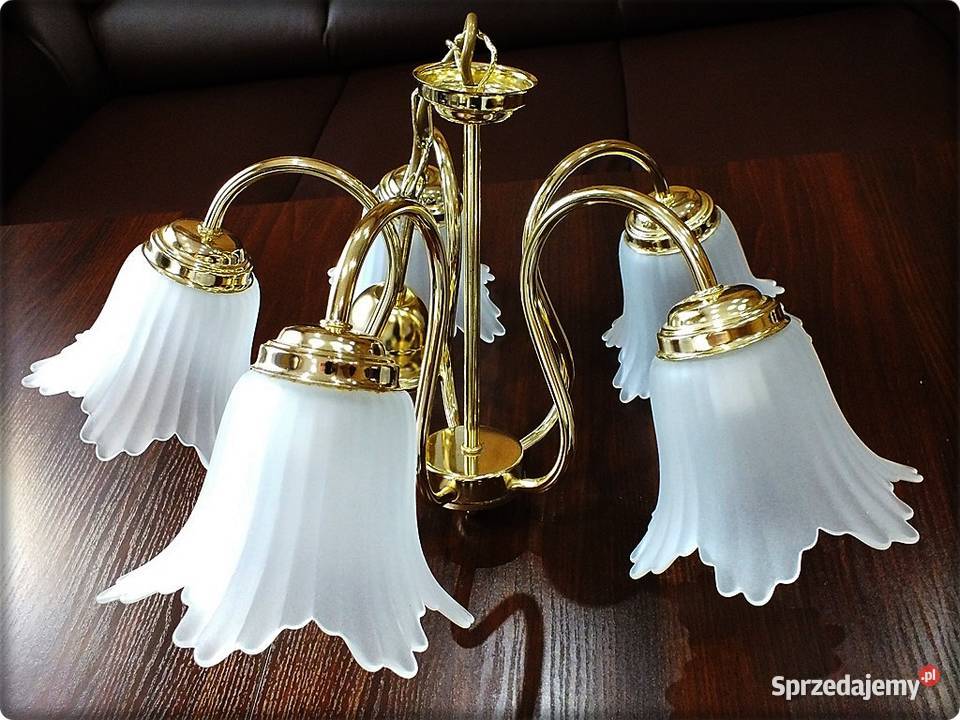 Lampa wisząca sufitowa Złoty żyrandol 5 ramienny Żary