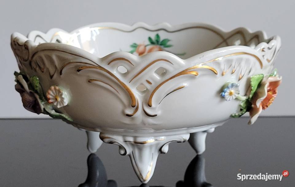 Ażurowa patera w miśnieńskim stylu na nóżkach sprzedam