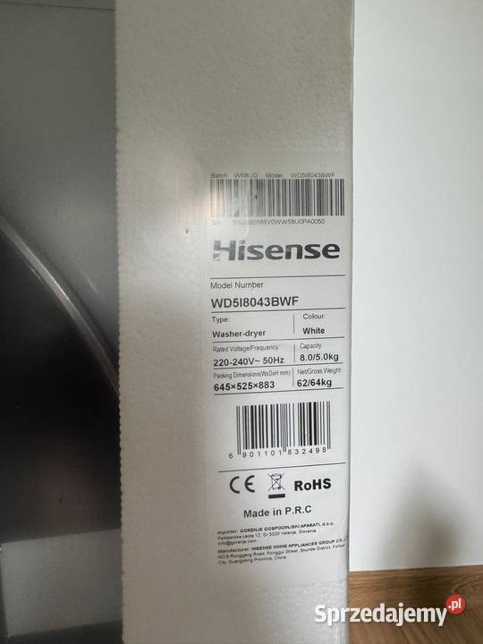 Pralkosuszarka Hisense WD5i8043BWF Pralki i suszarki Mikołów