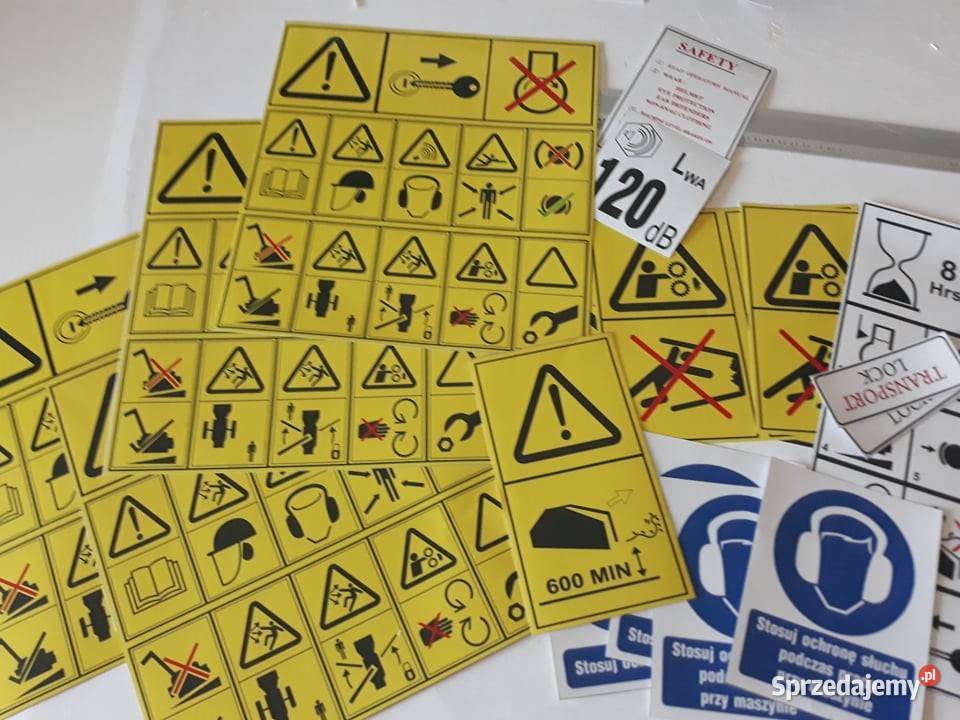 Naklejki na maszyny ostrzegawcze piktogramy Pleszew