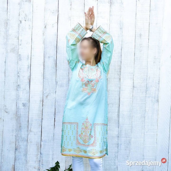 Nowa indyjska tunika kameez M 38 miętowa wzór Szczecin